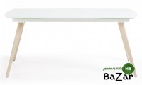 Стол ELIOT Super white glass+Wood