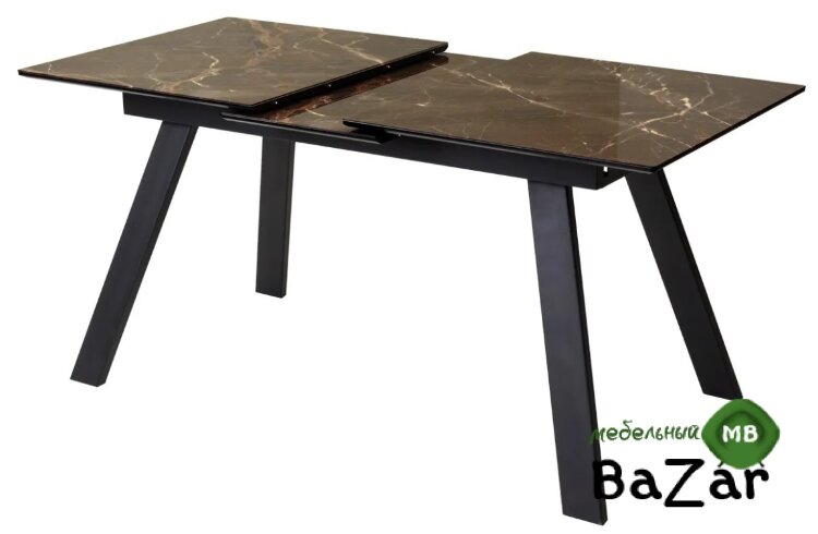 Стол Морис 140 БРАУН, стекло/ ЧЕРНЫЙ