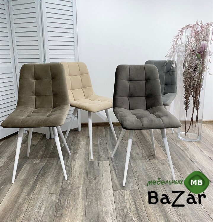 Стул CHILLI-Q графит #14, велюр / белый каркас