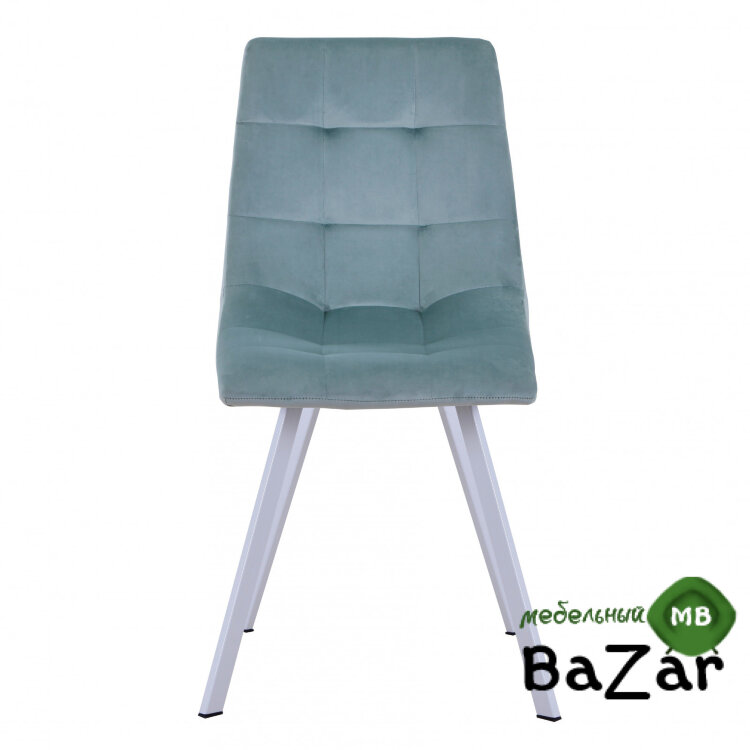 Стул Mia белый, велюр мятный light green