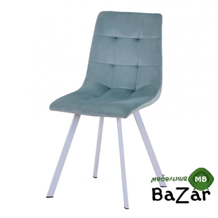 Стул Mia белый, велюр мятный light green