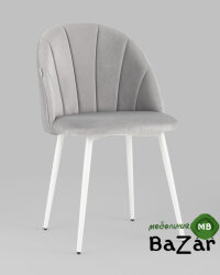 Стул Логан велюр светло-серый белые ножки Стул Логан велюр светло-серый белые ножки