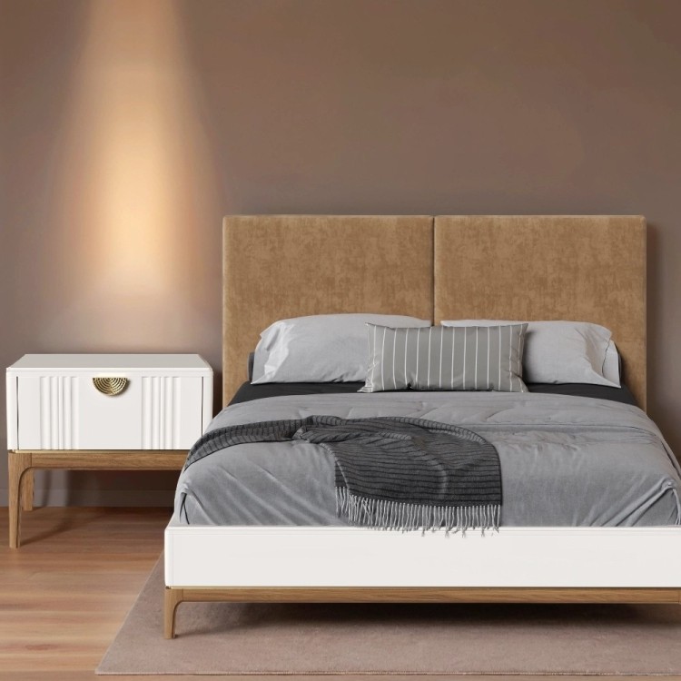 Кровать с мягкой спинкой BR208W White