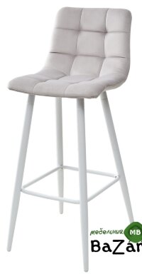 Барный стул LECCO UF910-02 LIGHT GREY, велюр/белый каркас