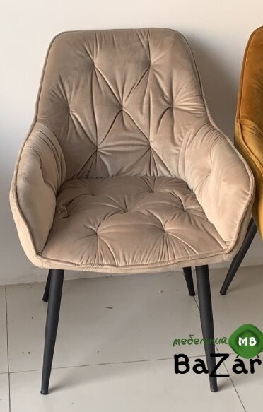 Стул TROY BLUVEL-40 BEIGE, велюр/ черный каркас