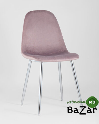 Стул Валенсия велюр розовый хромированные ножки