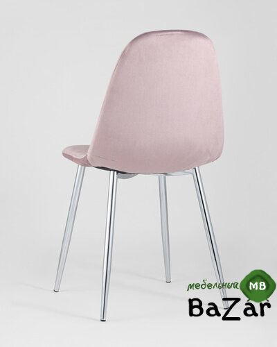 Стул Валенсия велюр розовый хромированные ножки