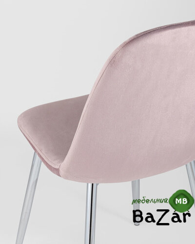 Стул Валенсия велюр розовый хромированные ножки