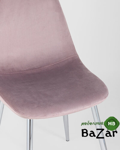 Стул Валенсия велюр розовый хромированные ножки