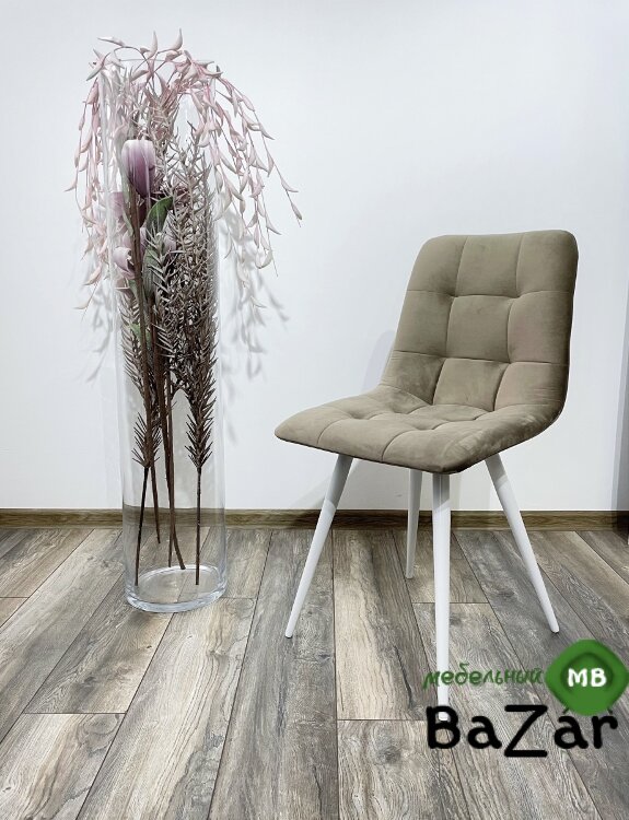 Стул CHILLI-Q латте #25, велюр / белый каркас