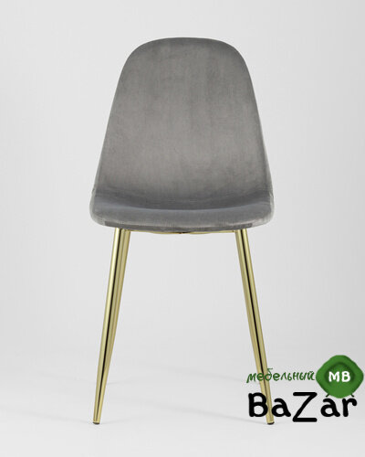 Стул Валенсия велюр серый золотые ножки
