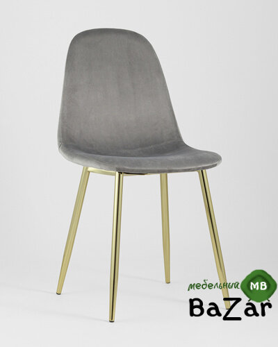 Стул Валенсия велюр серый золотые ножки