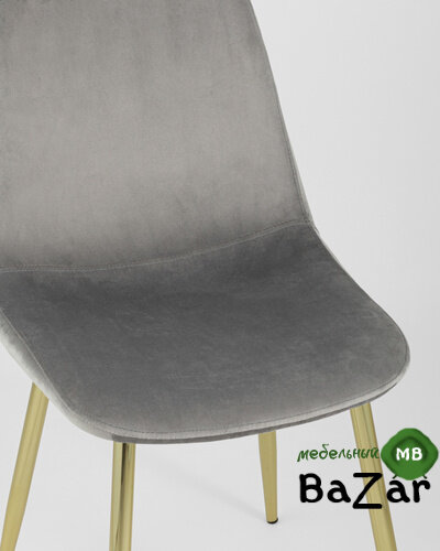 Стул Валенсия велюр серый золотые ножки