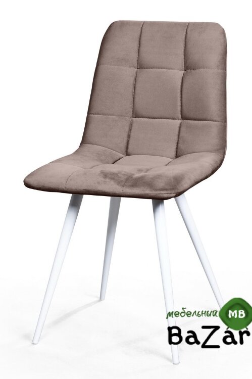 Стул CHILLI-Q светло-серый #26, велюр / белый каркас