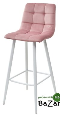 Барный стул LECCO UF910-07 PINK, велюр/белый каркас