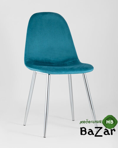 Стул Валенсия велюр темно-бирюзовый хромированные ножки Стул Валенсия велюр темно-бирюзовый хромированные ножки