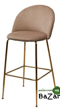 Барный стул GLADE BLUVEL-40 бежевый, велюр / золотой каркас
