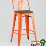 Стул полубарный TOLIX WOOD со спинкой оранжевый глянцевый