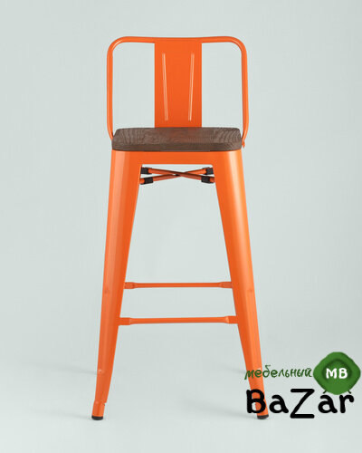 Стул полубарный TOLIX WOOD со спинкой оранжевый глянцевый