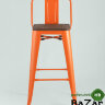 Стул полубарный TOLIX WOOD со спинкой оранжевый глянцевый
