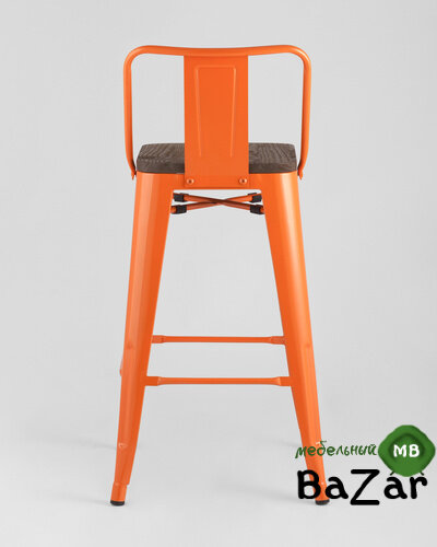 Стул полубарный TOLIX WOOD со спинкой оранжевый глянцевый