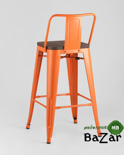 Стул полубарный TOLIX WOOD со спинкой оранжевый глянцевый