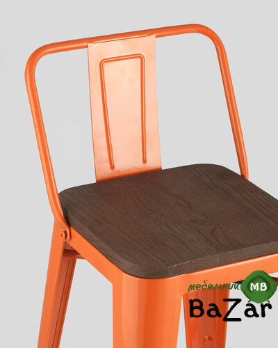 Стул полубарный TOLIX WOOD со спинкой оранжевый глянцевый