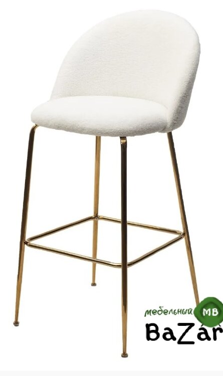 Барный стул GLADE NINI-01 Белый, teddy / золотой каркас