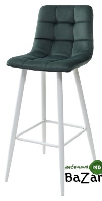 Барный стул LECCO UF910-14 DARK GREEN, велюр/белый каркас