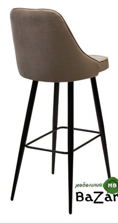 Барный стул NEPAL-BAR БЕЖЕВЫЙ #5, велюр/ черный каркас (H=78cm) 