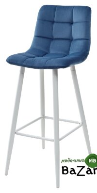 Барный стул LECCO UF910-18 NAVY BLUE, велюр/белый каркас