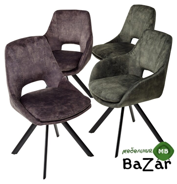 Стул FLOOD DARK GREY поворот.180 град. велюр 