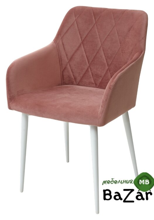 Стул BRANDY-X РОЗОВЫЙ #15, велюр/ белый каркас