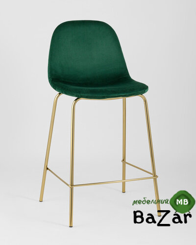 Стул полубарный Валенсия велюр зеленый золотые ножки