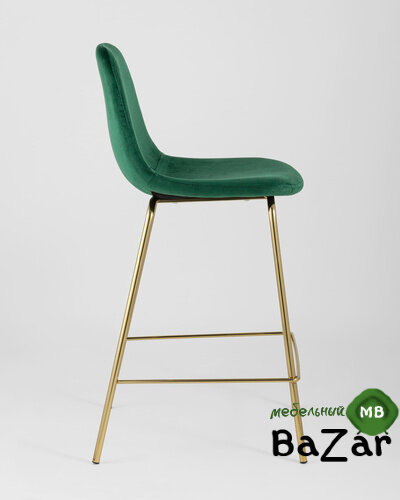 Стул полубарный Валенсия велюр зеленый золотые ножки
