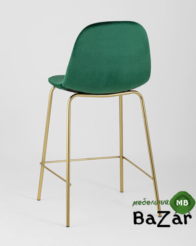 Стул полубарный Валенсия велюр зеленый золотые ножки