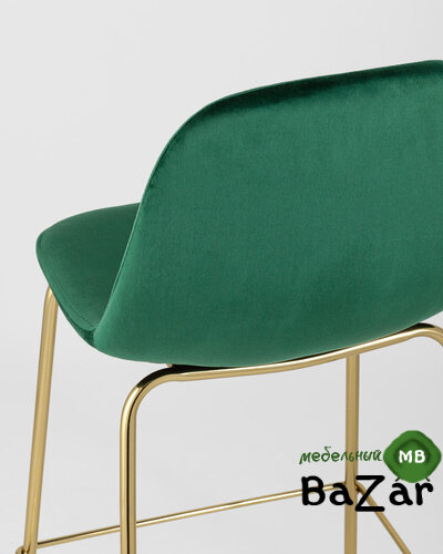 Стул полубарный Валенсия велюр зеленый золотые ножки