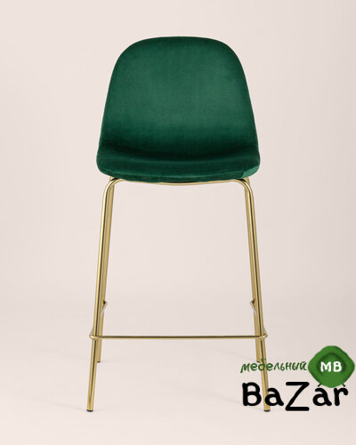 Стул полубарный Валенсия велюр зеленый золотые ножки