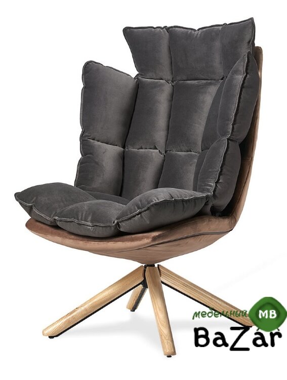 Кресло DС-1565C коричневый HE510-24B/серый