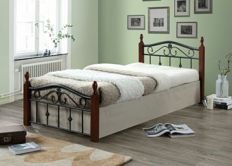 Кровать Mabel MK-5224-RO (решетка металлическая), 90x200, цвет: Темная вишня