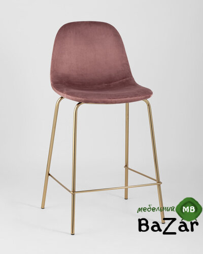 Стул полубарный Валенсия велюр розовый золотые ножки
