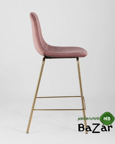 Стул полубарный Валенсия велюр розовый золотые ножки