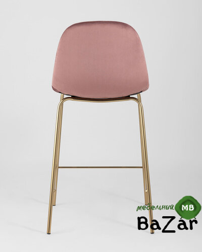 Стул полубарный Валенсия велюр розовый золотые ножки