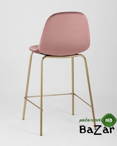 Стул полубарный Валенсия велюр розовый золотые ножки