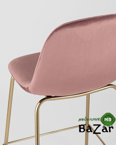 Стул полубарный Валенсия велюр розовый золотые ножки