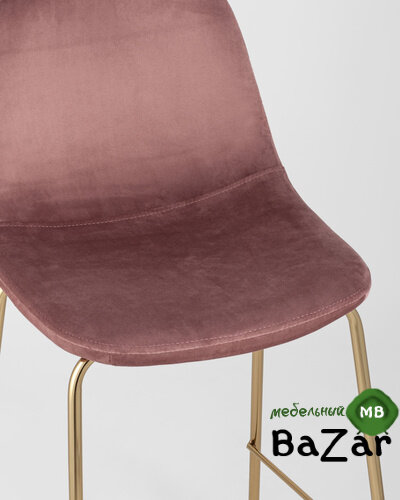 Стул полубарный Валенсия велюр розовый золотые ножки