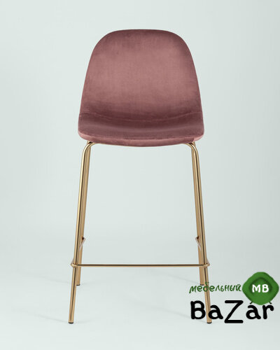 Стул полубарный Валенсия велюр розовый золотые ножки