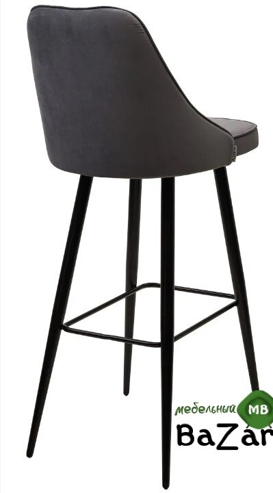 Барный стул NEPAL-BAR СЕРЫЙ #27, велюр/ черный каркас (H=78cm) 