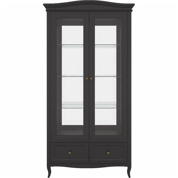 Витрина двухдверная c зеркалом М603BL черная