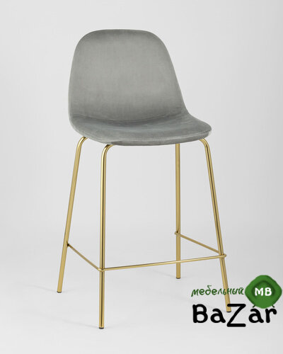 Стул полубарный Валенсия велюр серый золотые ножки